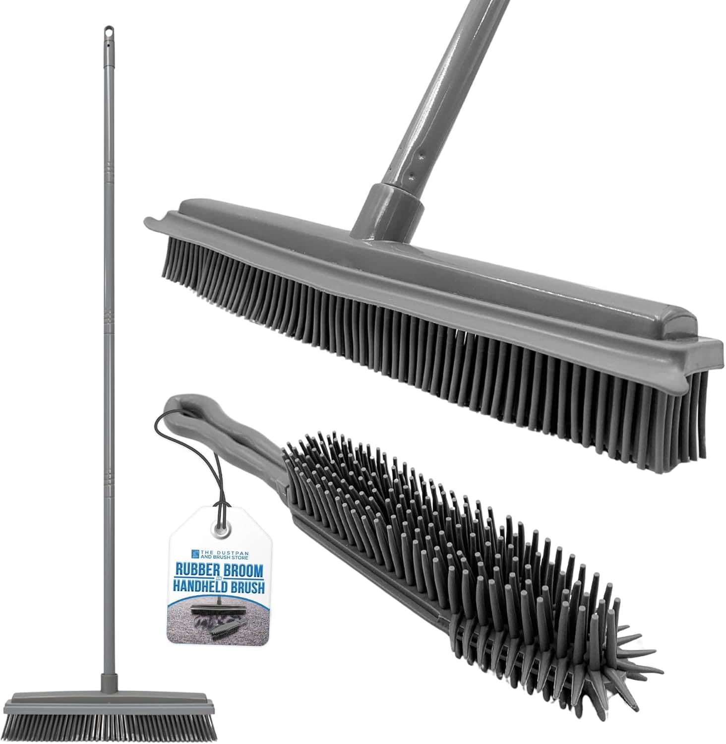 Multipurpose Rubber Broom and Rubber Hand Brush Set