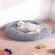 image 3 of Living and Home Calming Round Donut Plush Dog Cuddler Bed | Grey | Light Grey