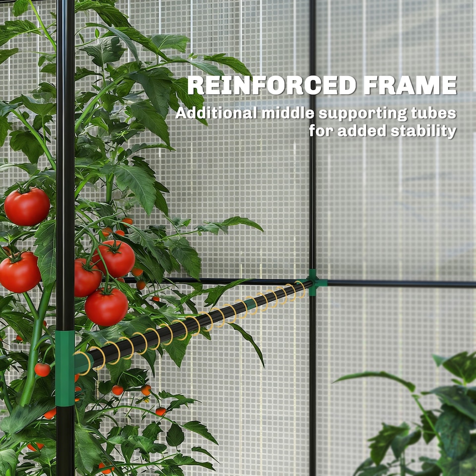 image 1 of Outsunny Walk-in Greenhouse, Green House with Mesh Windows, White | White | White