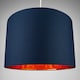 image 4 of Modern Midnight Blue Cotton 16 Inch Floor-Pendant Lamp Shade with Shiny Copper Inner | Blue