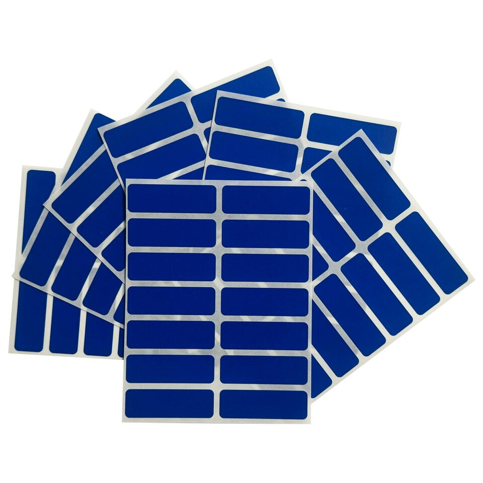 Pack of 98 Blue 12x38mm Rectangular Labels Adhesive Stickers Tesco