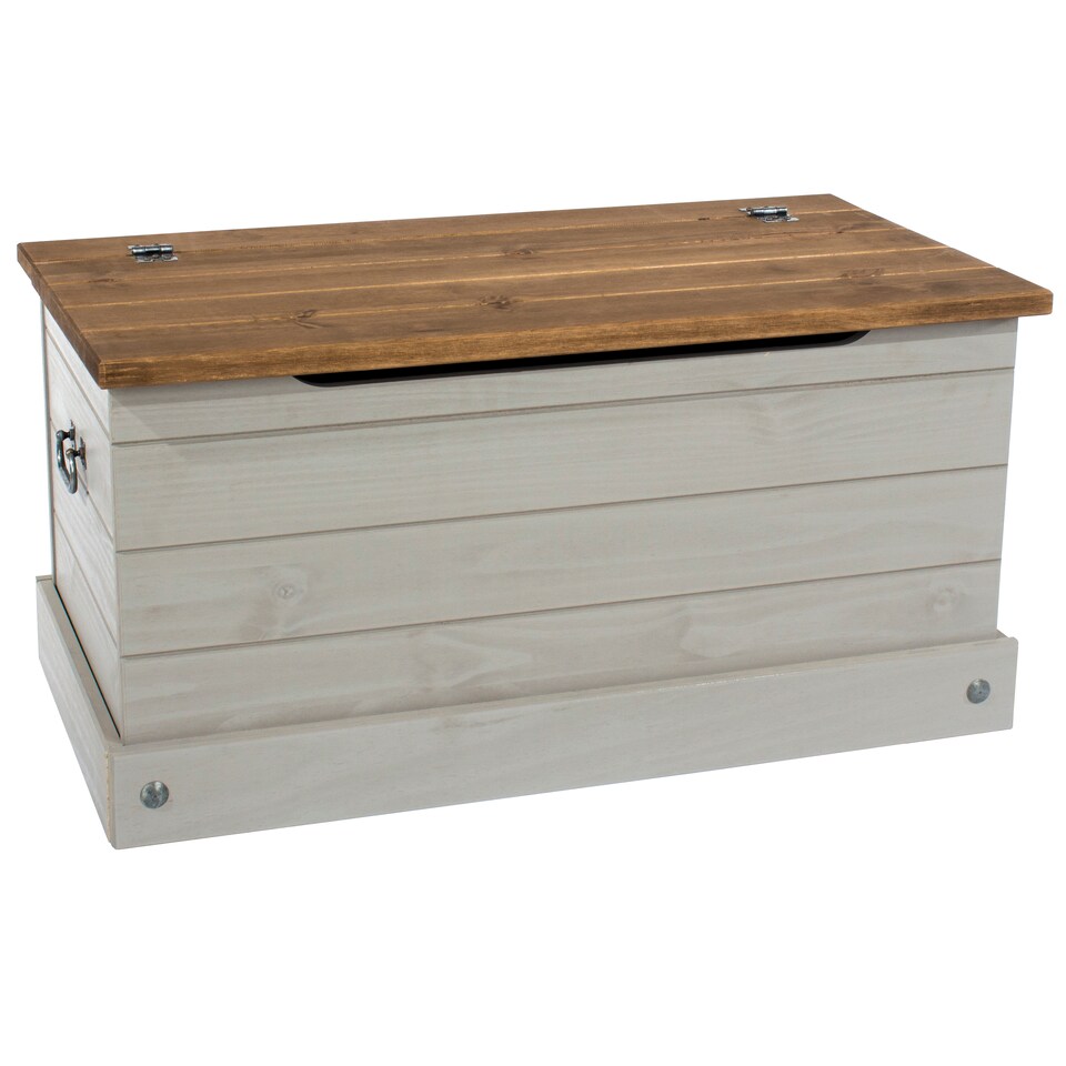 image 1 of Corona Storage Trunk - Solid Pine Construction with Metal Hardware and Practical Bedroom or Living Room Storage | Grey | Grey Wax | One Size | 1
