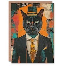 Hepcat Culture Hipster Cat Lover Conceptual Art Birthday Card