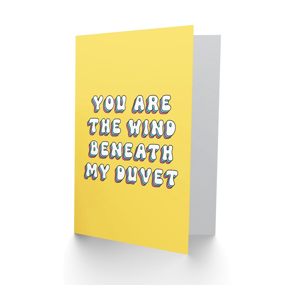 image 1 of Wind Beneath My Duvet Cheeky Woman Her Funny Birthday Card