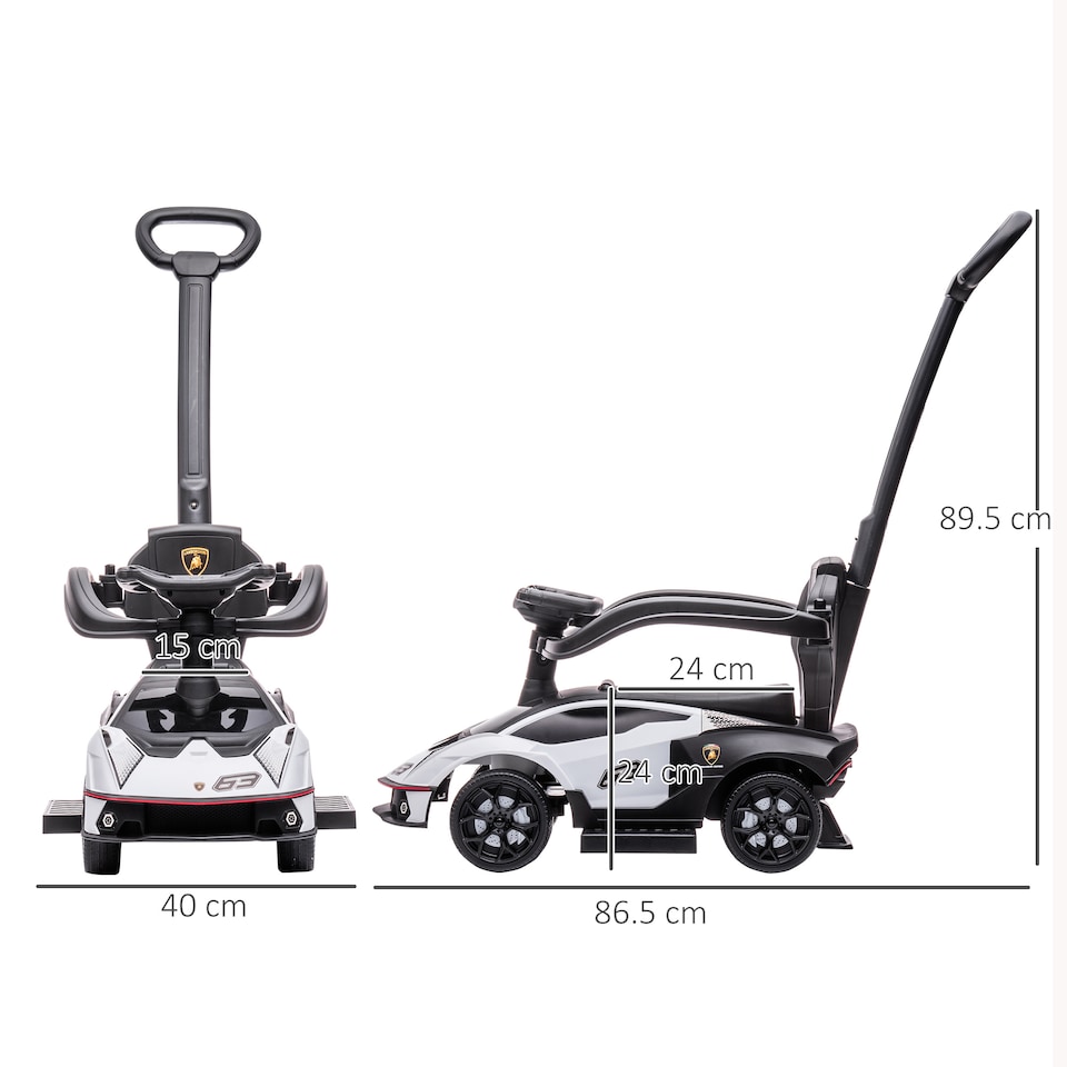 image 1 of AIYAPLAY Licensed 2 in 1 Baby Ride on Push Car Toddler Push Along Car with Parent Handle Foot To Floor Slider with Horn Steering Wheel NO POWER for 1 - 3 Years, White