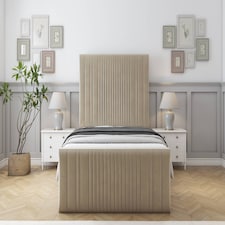 Sloomy Kingsley Almond Coniston Bed Frame With Mattress With 50" Upholstered Headboard 2'6 Small Single