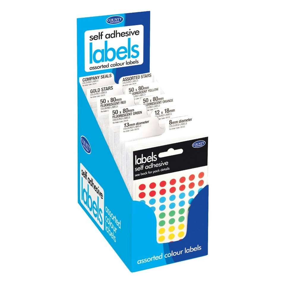 image 1 of Pack of 90 Self Adhesive Labels - Coloured