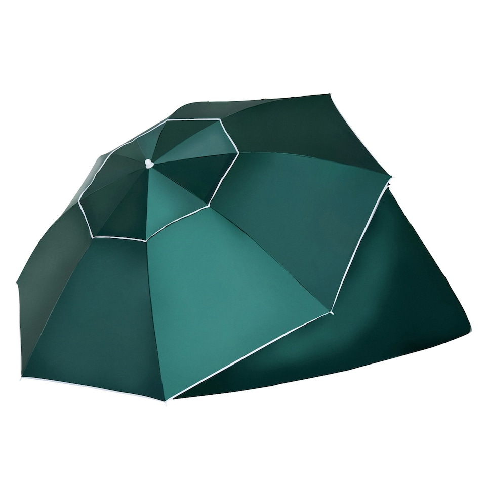 image 1 of Outsunny 2m Beach Umbrella Sun Shelter 2 in 1 Umbrella UV Protection Steel Green
