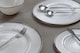 image 4 of Ida White Embossed Glass Dinner Plate with Silver Rim