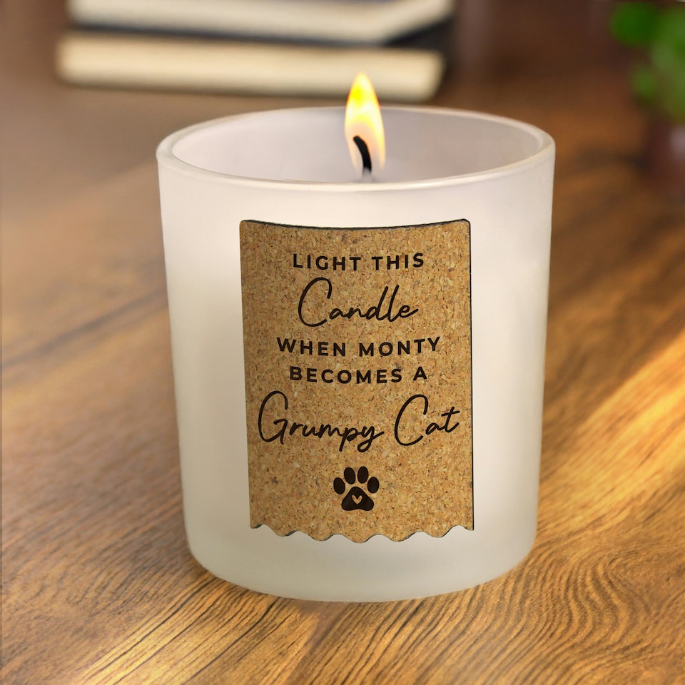 image 1 of Personalised Paw Print Cork Label Candle Jar Clear