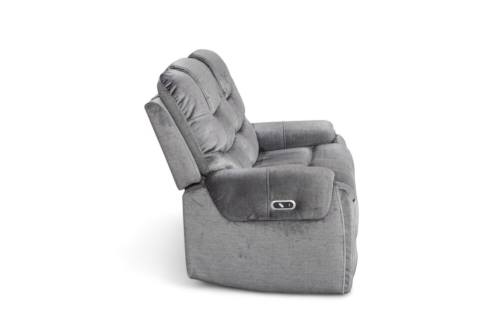 image 1 of Chenille Fabric Grey 2 Seater Electric Recliner Sofa RAVENNA