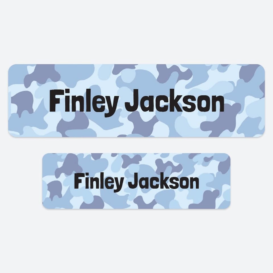 image 1 of Dotty About Paper 50 x Personalised School Name Labels Cool Camouflage Blue