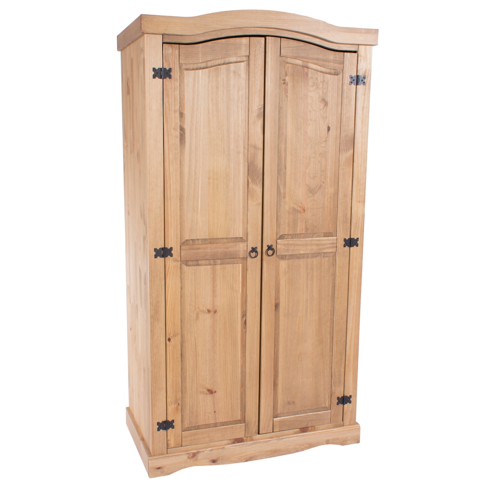 image 1 of Premium Corona 2 Door Wardrobe in Mexican Pine, Classic Design with Metal Hardware | Brown | Brown | One Size | 1