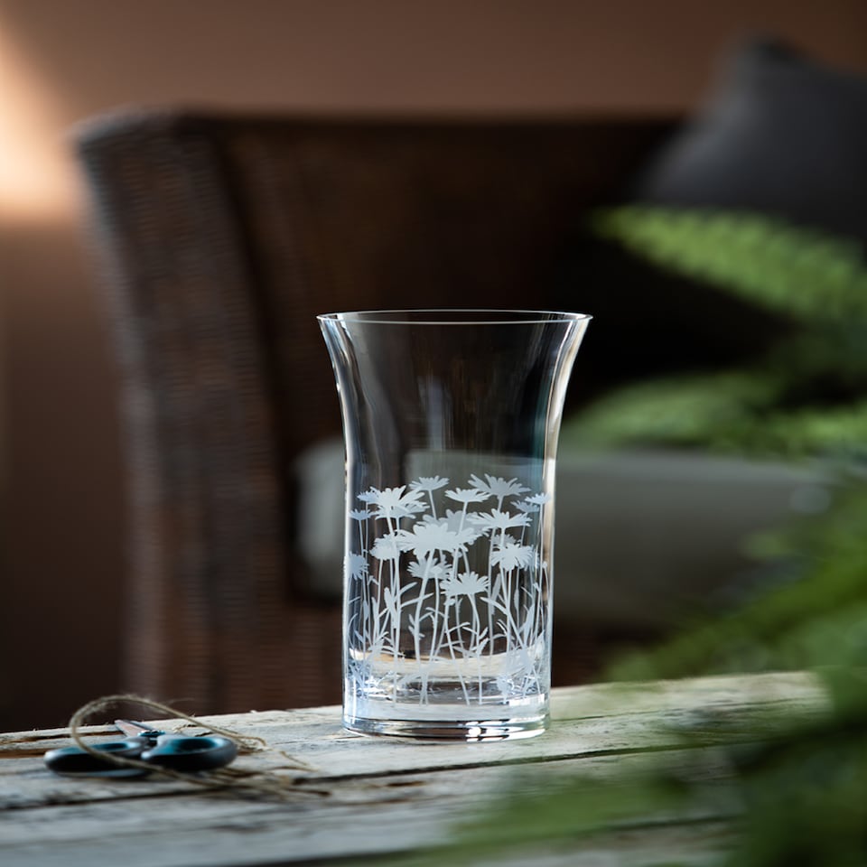 image 1 of Vase: 25cm Dartington Crystal Marguerite Bloom Vase, Crystal Glass | Clear