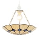 image 2 of Classic Amber Stained Glass Tiffany Pendant Shade with Purple Diamonds
