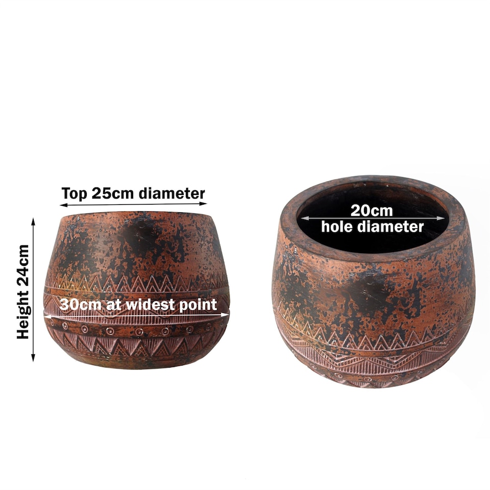 image 1 of 24cm x 30cm Large Zaturn Planter Brown / Black | Brown