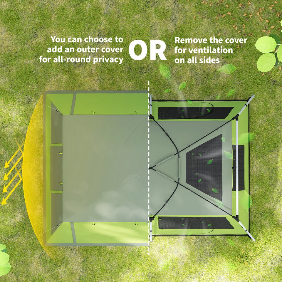 image 1 of Outsunny Two Room Dome Tent Camping Shelter with Porch and Portable Carry Bag