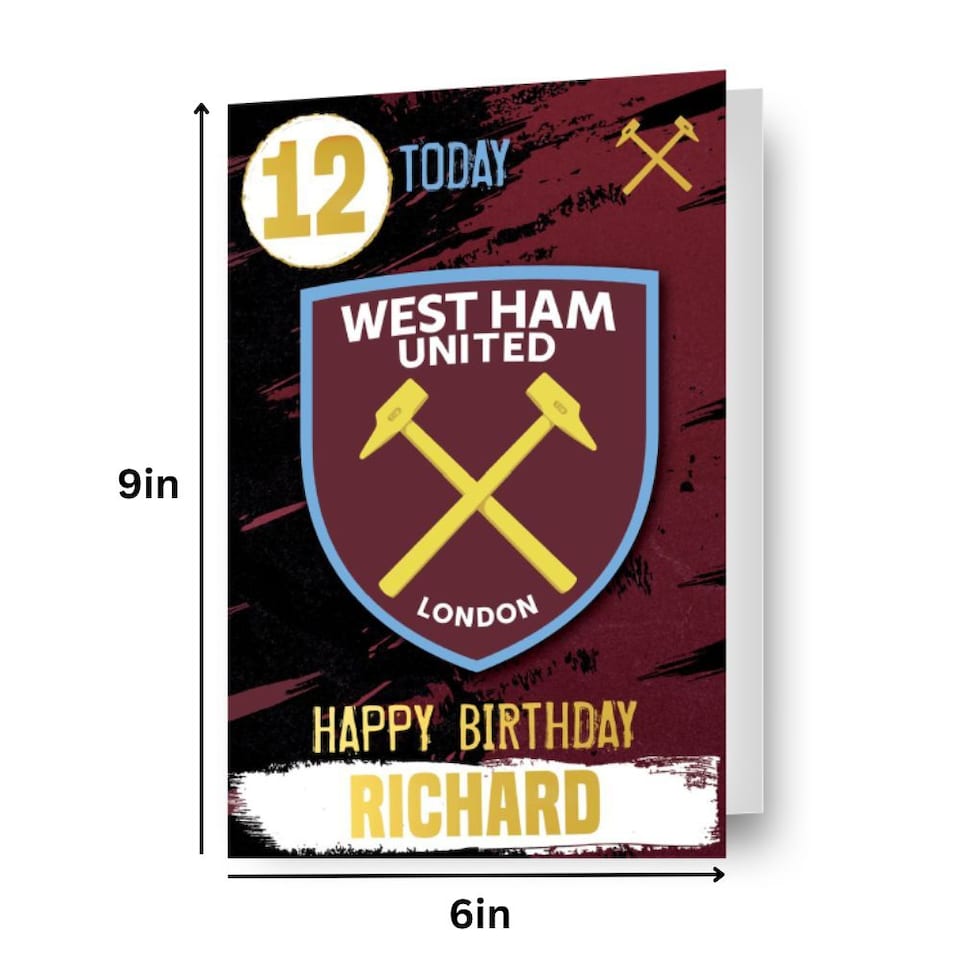 image 1 of West Ham FC Personalise Birthday Card With Sticker Sheet