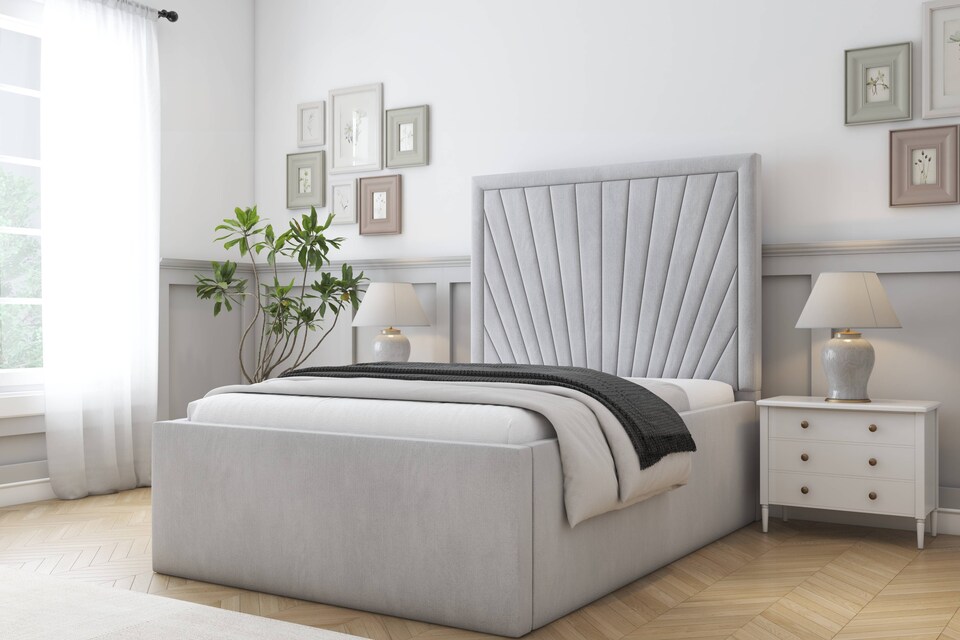 image 1 of Sloomy Somerset Silver Naples Bed Frame With Mattress With 50" Upholstered Headboard 3' Single
