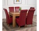 image 4 of Dakota 127 x 82cm Oak Small Dining Table and 6 Montana Leather Chairs | Red | Red