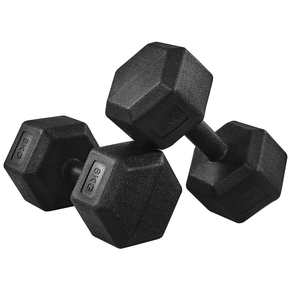 image 1 of Yaheetech 2x8kg (Sold in Pair) Hex Dumbbells Set Black