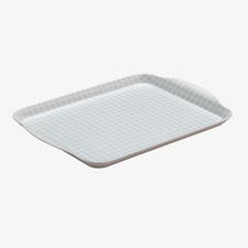 Zeal Melamine Small Serving Tray, Gingham Pattern, 25 x 19cm, Duck Egg Blue