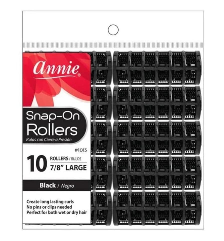 image 1 of Annie Snap-On Rollers Size Large 10 Count Black 1013 10 Large Rollers / Black