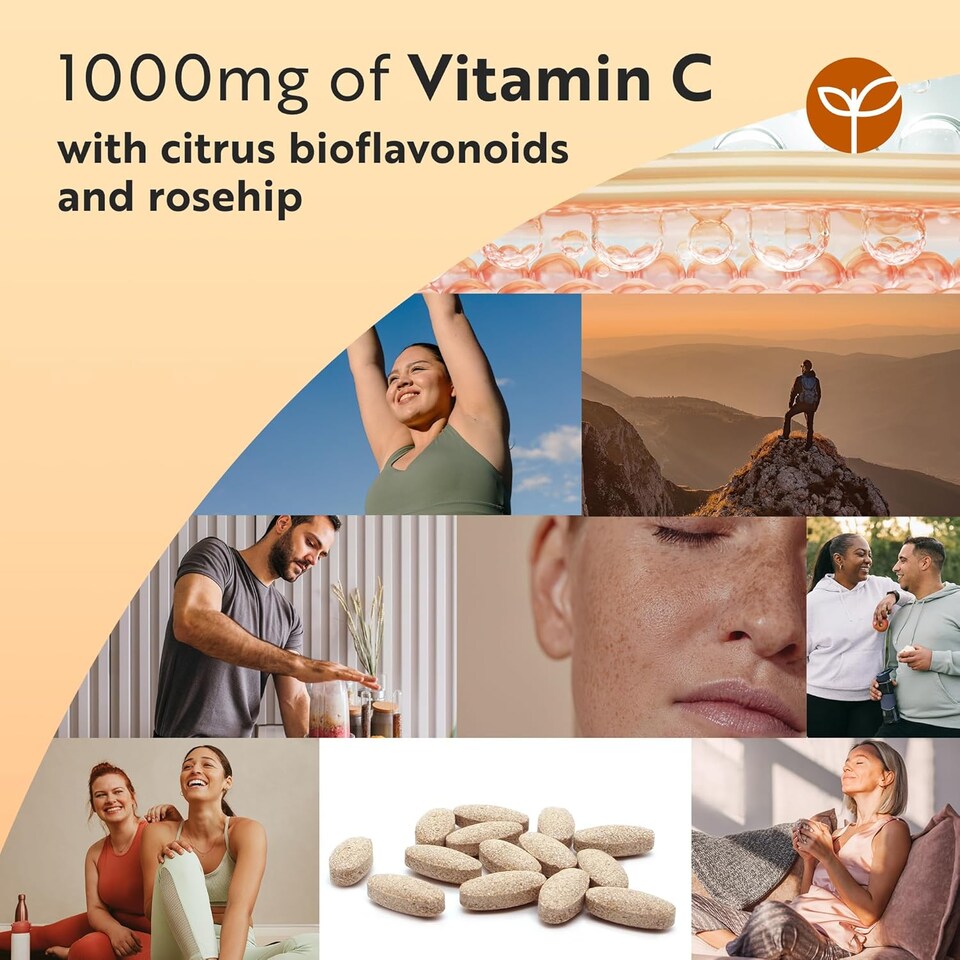 image 1 of Nutravita Vitamin C 1000mg - High Strength Ascorbic Acid with Added Bioflavonoids & Rosehip - Normal Immune System - 180 Tablets - 6 Month Supply