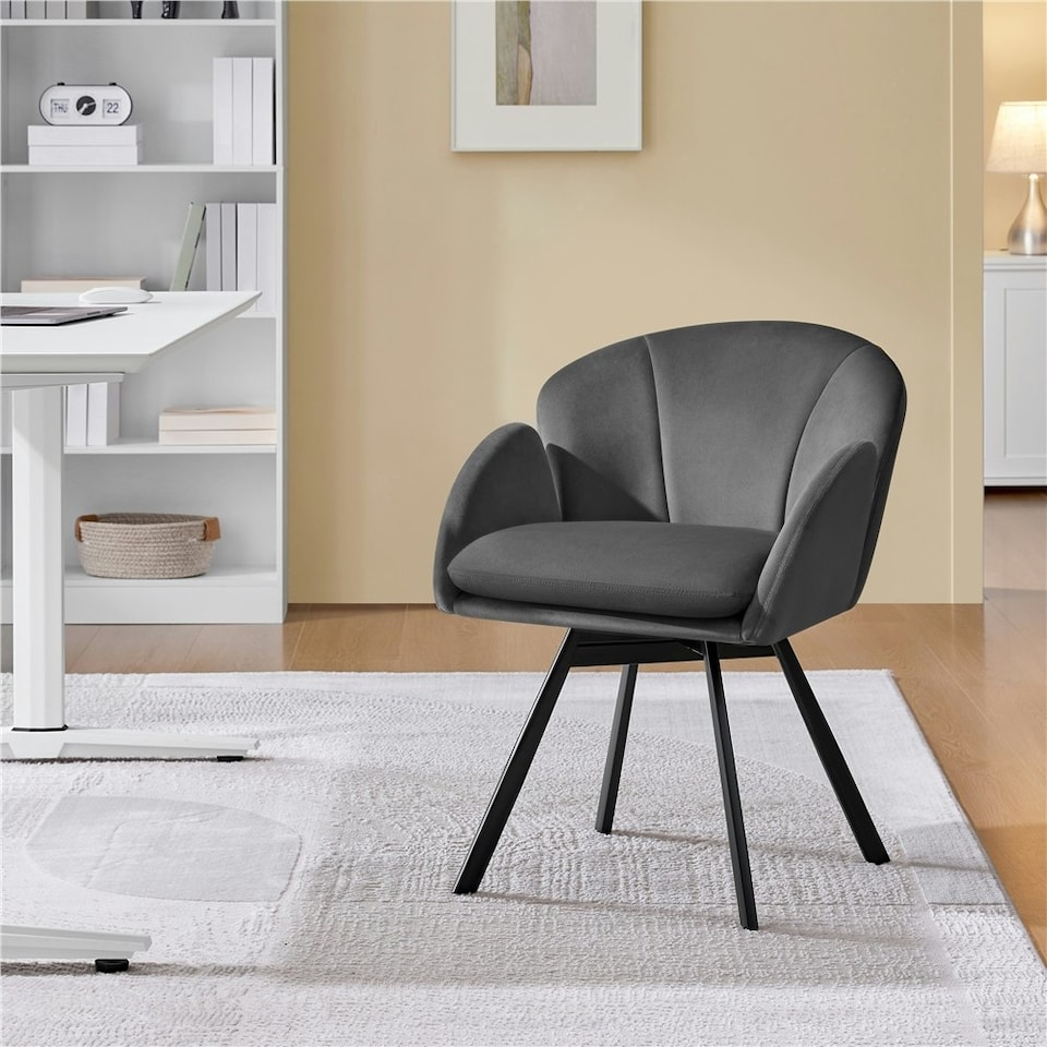 image 1 of Yaheetech Flower-shaped Velvet Accent Armchair