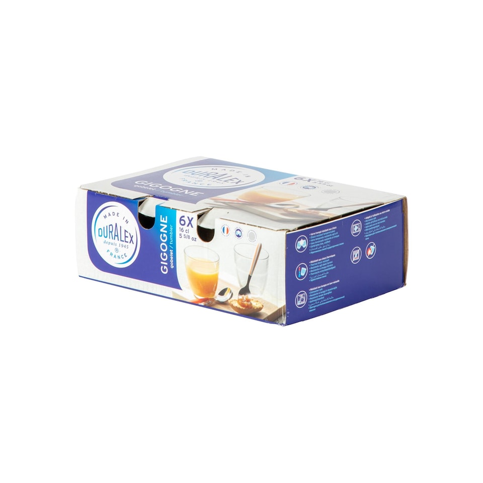 image 1 of Duralex Gigogne Glass Tumblers - 160ml Drinking Glasses for Water, Juice - Pack of 6 | Clear | Clear