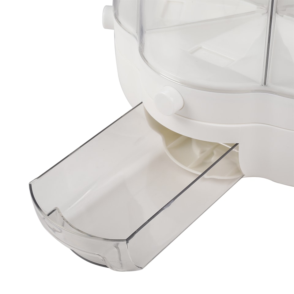 image 1 of Living and Home Food Grain Storage Container,6 Grids Rotating Storage Container for Kitchen | White