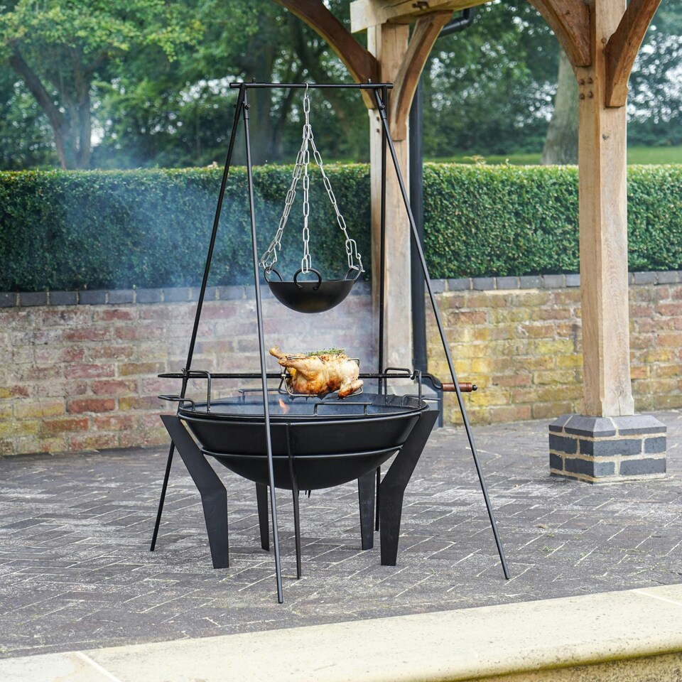image 1 of Outdoor Metal Kendal Firebowl on Stand in Black