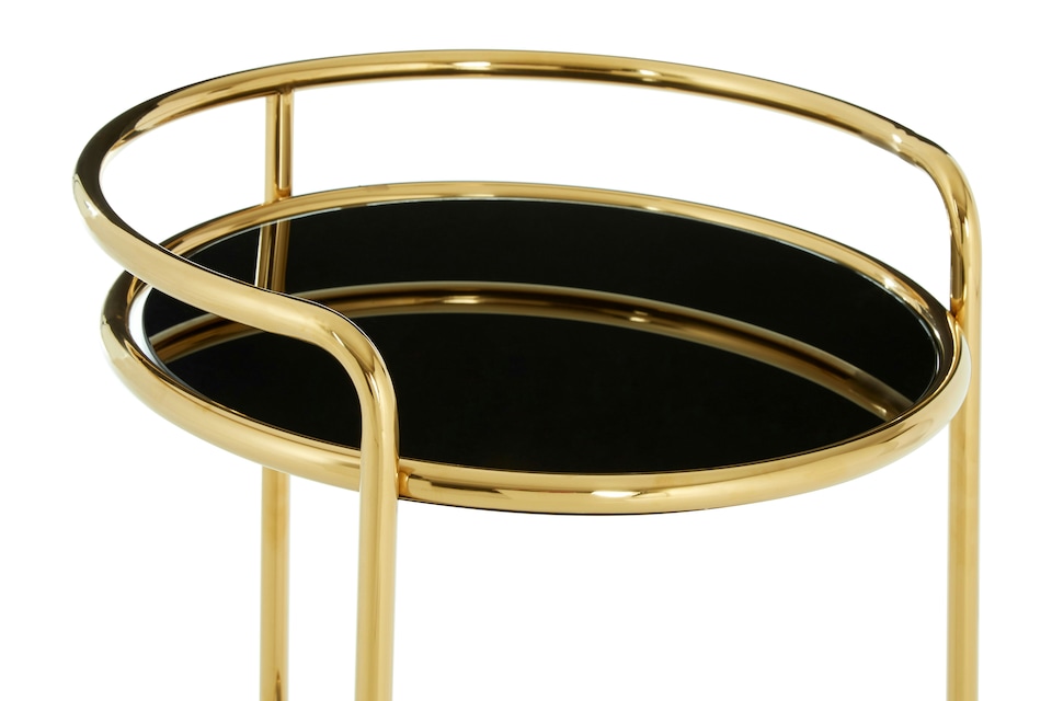 image 1 of Orsina Durable Round Gold Finish Trolley, Easy Mobility Of Kitchen Trolley, Simple Maintenance of Drinks Trolley