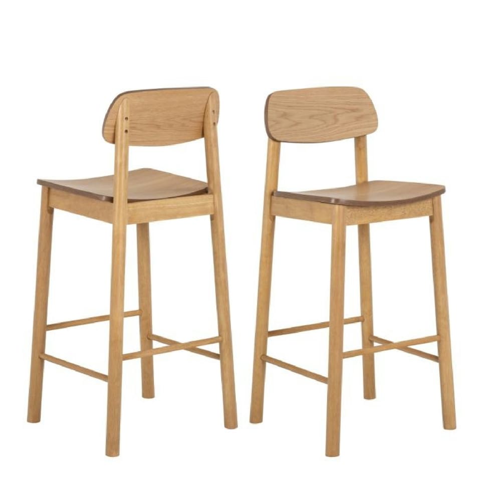 Sterling Bar Stool in Matt Oak Set of 2 - Tesco Groceries