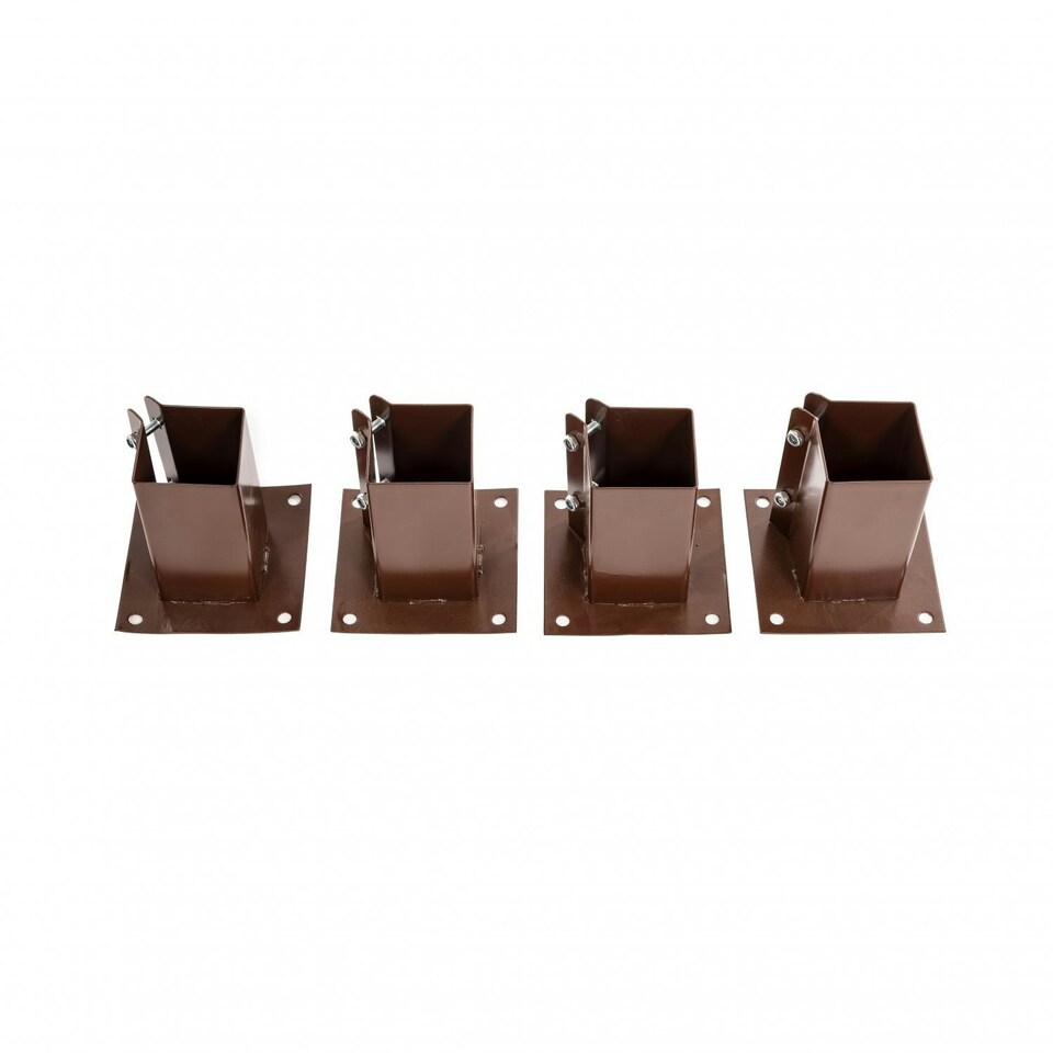 image 1 of Oypla 4x Heavy Duty Bolt Down Fence Post Shoe Grip Holder - 75 x 75mm Brown