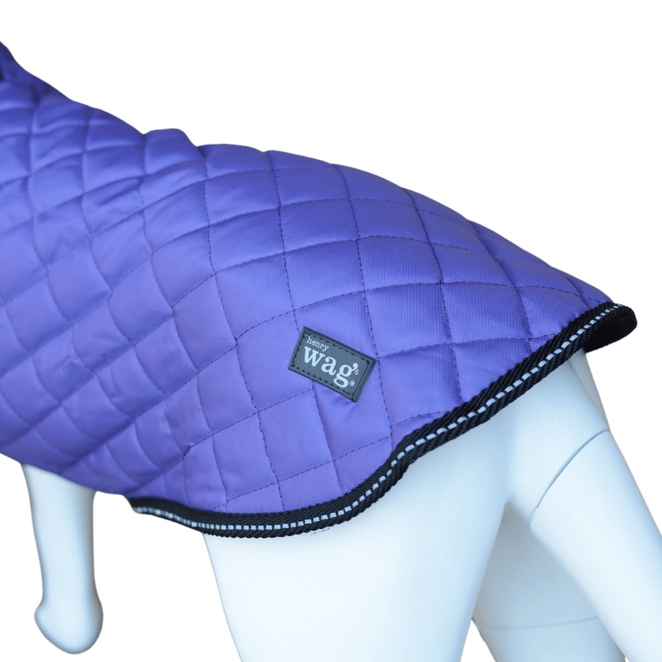 image 1 of Henry Wag Purple Quilted Dog Jacket, Let Your Dog Step Out In Style, Size Medium (45cm) | Purple | Purple | 1