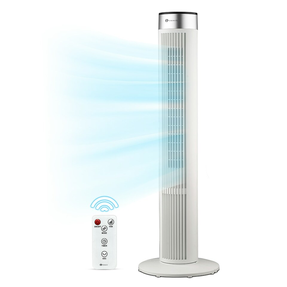 image 1 of PureMate 40-inch Oscillating Tower Fan with Timer, Sleep Mode and Remote Control