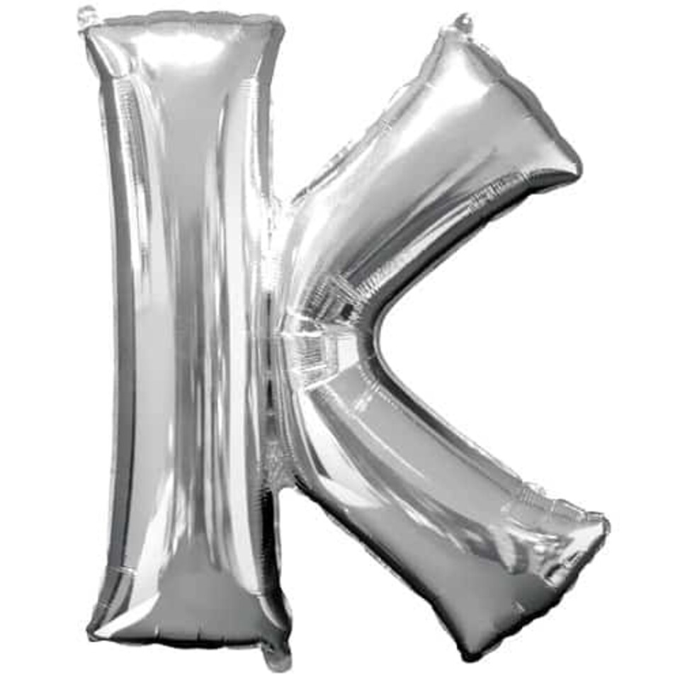 Silver Letter K Air Fill Foil Balloon 40cm / 16 in