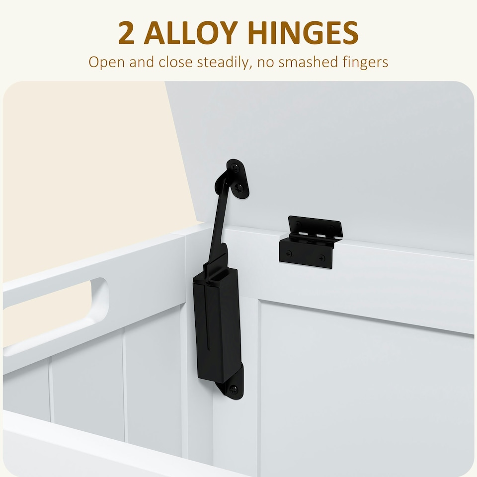 image 1 of HOMCOM Storage Chest with 2 Safety Hinges, Modern Storage Bench, White