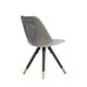 image 4 of Set of 2 Sofia Ergonomic Modern Dining Chairs Upholstered in Velvet, Metal Legs with Gold End Tips | Grey | Dark Grey