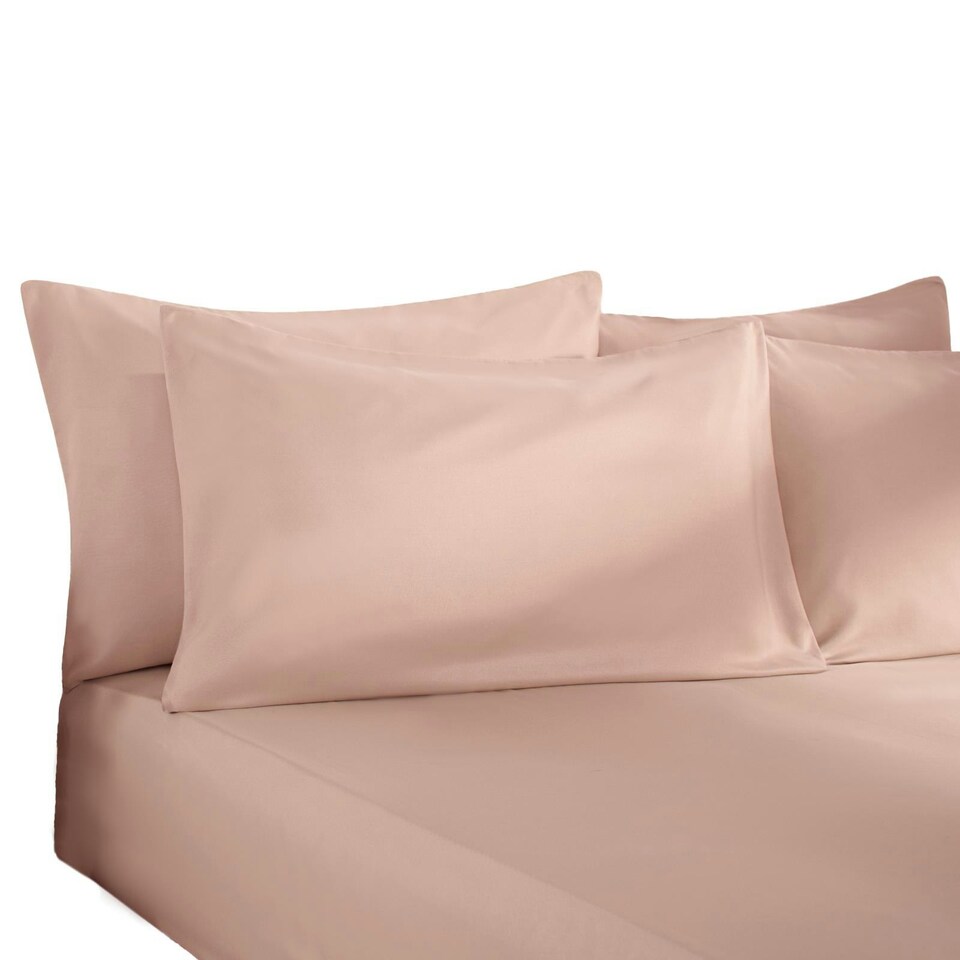 image 1 of OHS Soft Plain Fitted Bed 25cm Deep Elasticated Sheet, King - Blush Pink
