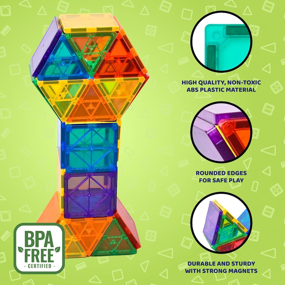 image 1 of Science Kidz 104 Piece Magnetic Tiles Set