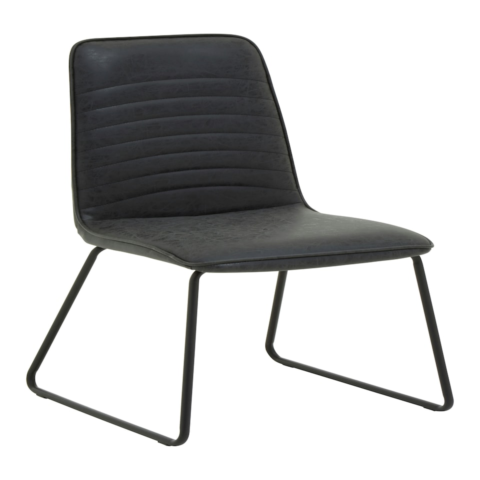 image 1 of Interiors by Premier Foundry Black Leather Effect Chair, Easy to Clean Outdoor Chair, Body Supportive High Back Accent Chair