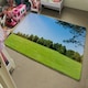 image 4 of Beauty landscape of grass field with forest trees and environment public park with sun rays (Rug) Blue | L