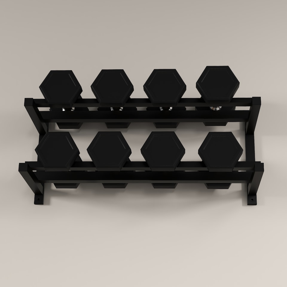 image 1 of SPORTNOW Wall-Mounted Dumbbell Rack, 2-Tier Weight Rack, Space-Saving Dumbbell Stand, Multi-Functional organiser for Kettlebells and Yoga Mats, for Home Gym, Black