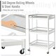 image 4 of HOMCOM 3-Tier Home Trolley Kitchen Storage Cart w Steel Bars 4 Universal Wheels Rolling Unit Organiser Living Room White