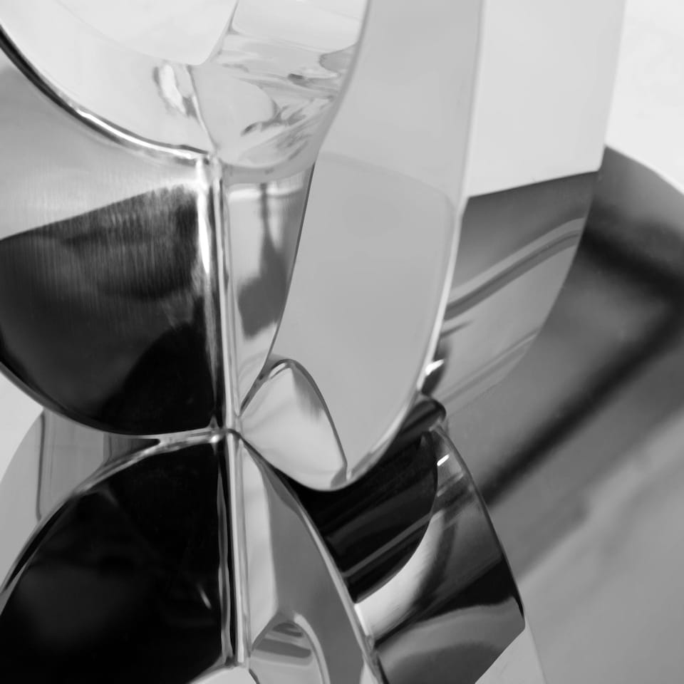 image 1 of Naples Semi Circle Glass Console Table Silver | Clear