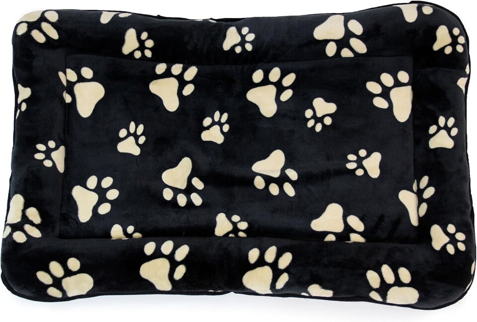 image 1 of Actiaspet Dog Puppy Cage Bed - Soft Machine Washable Faux Fur Cover with Paw Print Design (30")