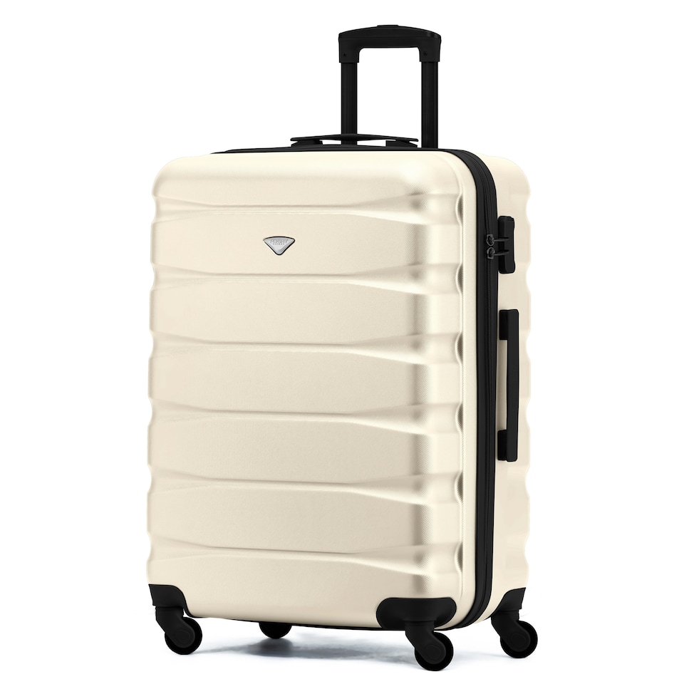 image 1 of Flight Knight 25" 4 Wheel ABS Hard Case Medium Suitcase 100+ Airlines Approved - easyJet, British Airways, Ryanair, Jet2, Emirates & Many More - Check-in | Cream | Cream/Black | Medium