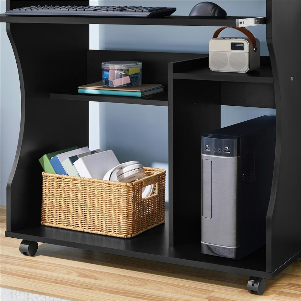 image 1 of Yaheetech Space-saving Computer Desk Wheels | Black